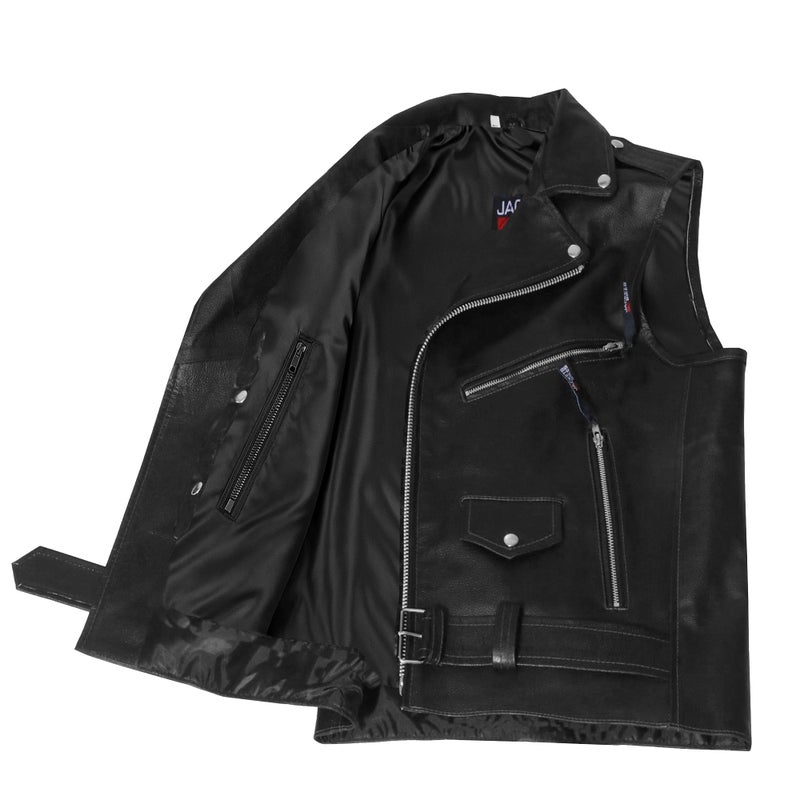 Jackets 4 Bikes Men's Classic Buffalo Leather Motorcycle Biker Vest | Vintage Cruiser Vest for Men, | Stylish Street Club Riding Black XL - Image 4